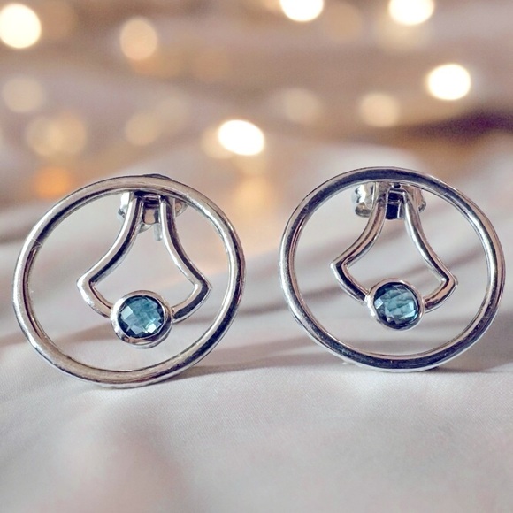 VTG | Designer Blue Topaz Sterling Silver Earrings - Picture 4 of 11